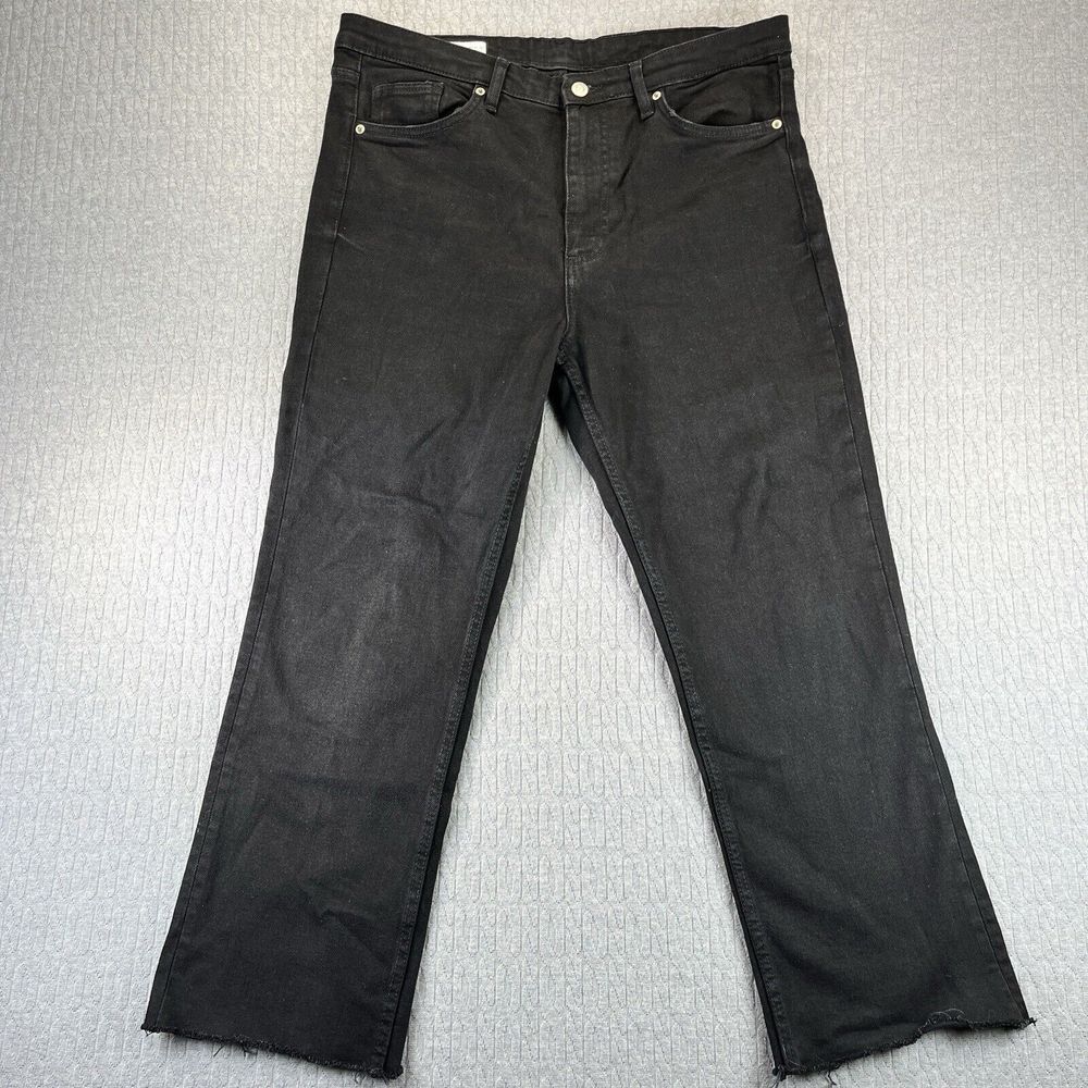ZARA women (12) Straight Leg, black‎ denim jeans classic rock 'n' roll pants